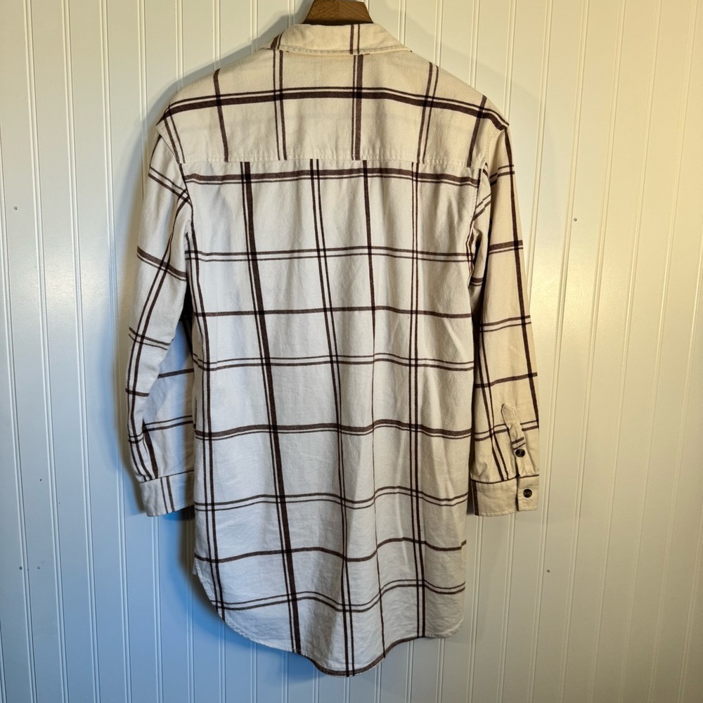 Universal Threads White & Brown Plaid Button Down Shirt Dress 100% Cotton Size S - Picture 7 of 13